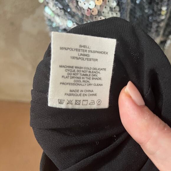 Rumored Metallic Sequin Slip Stretch Maxi Dress Disco Silver sze 0 NWT Party - Picture 10 of 14